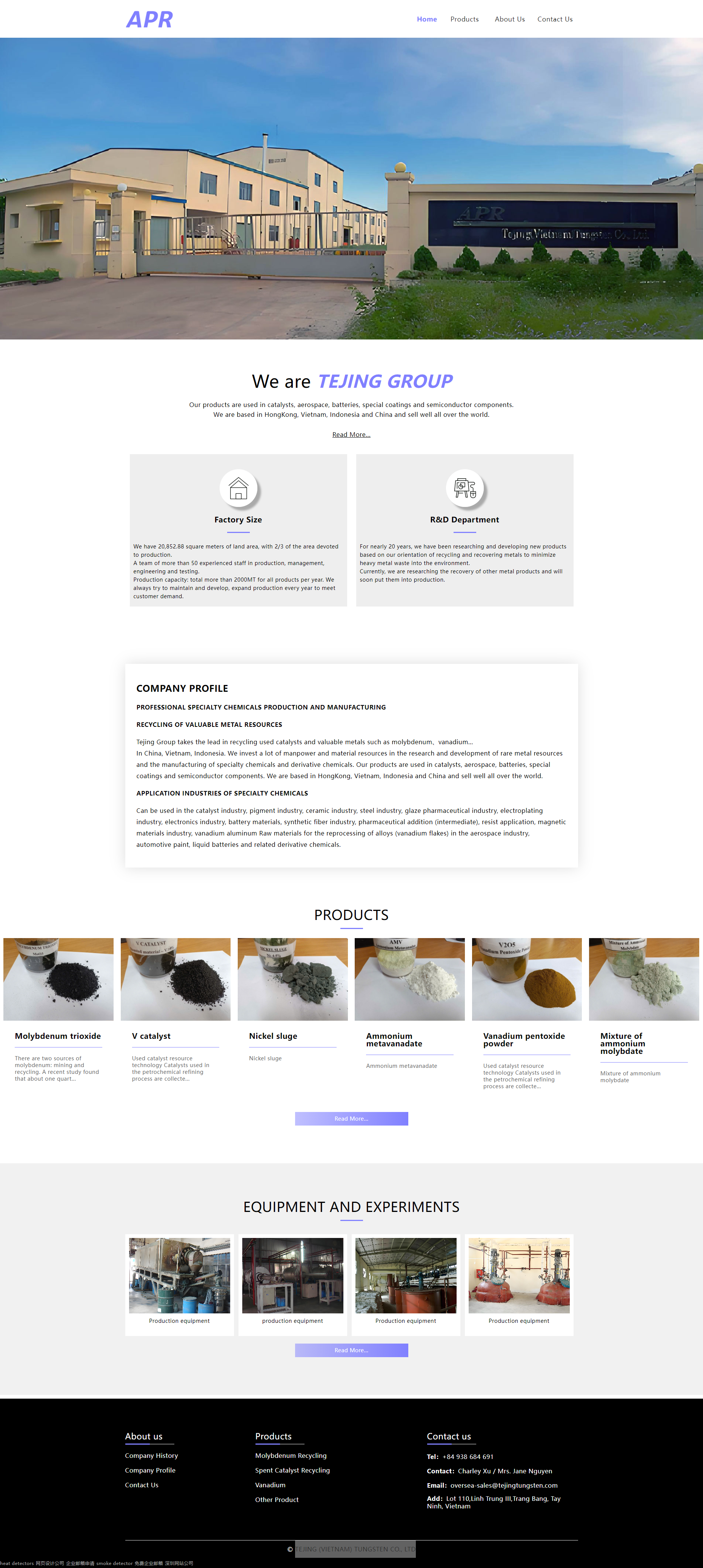 TEJING (VIETNAM) TUNGSTEN CO., LTD网站制作首页设计效果图
